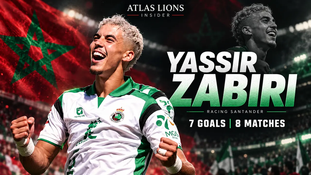 Yassir Zabiri of Racing Santander celebrates after reaching seven La Liga goals in eight appearances